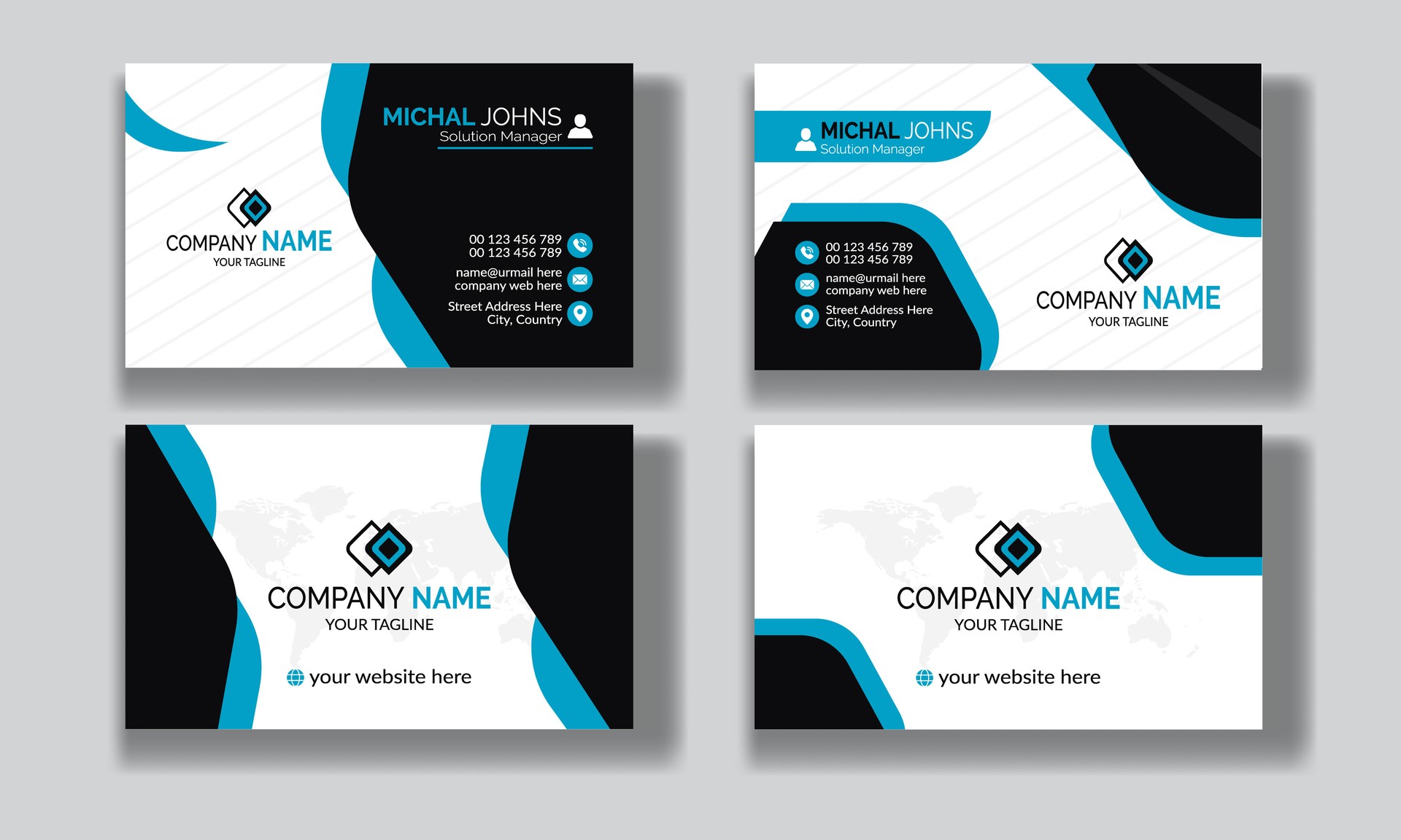 Creative modern clean double-side business card template, professional simple 